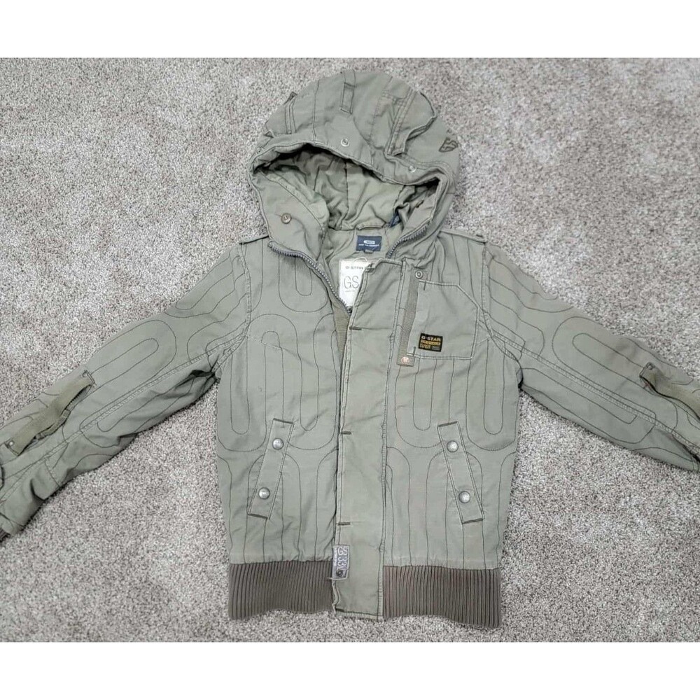 Women's Small Vintage Rare G-Star RAW Coat GS  3301 Hooded Military Green jacket